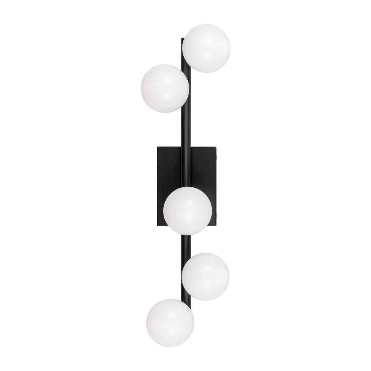 Veya 5 Light Wall Sconce 24", Aged Iron and Milk Glass