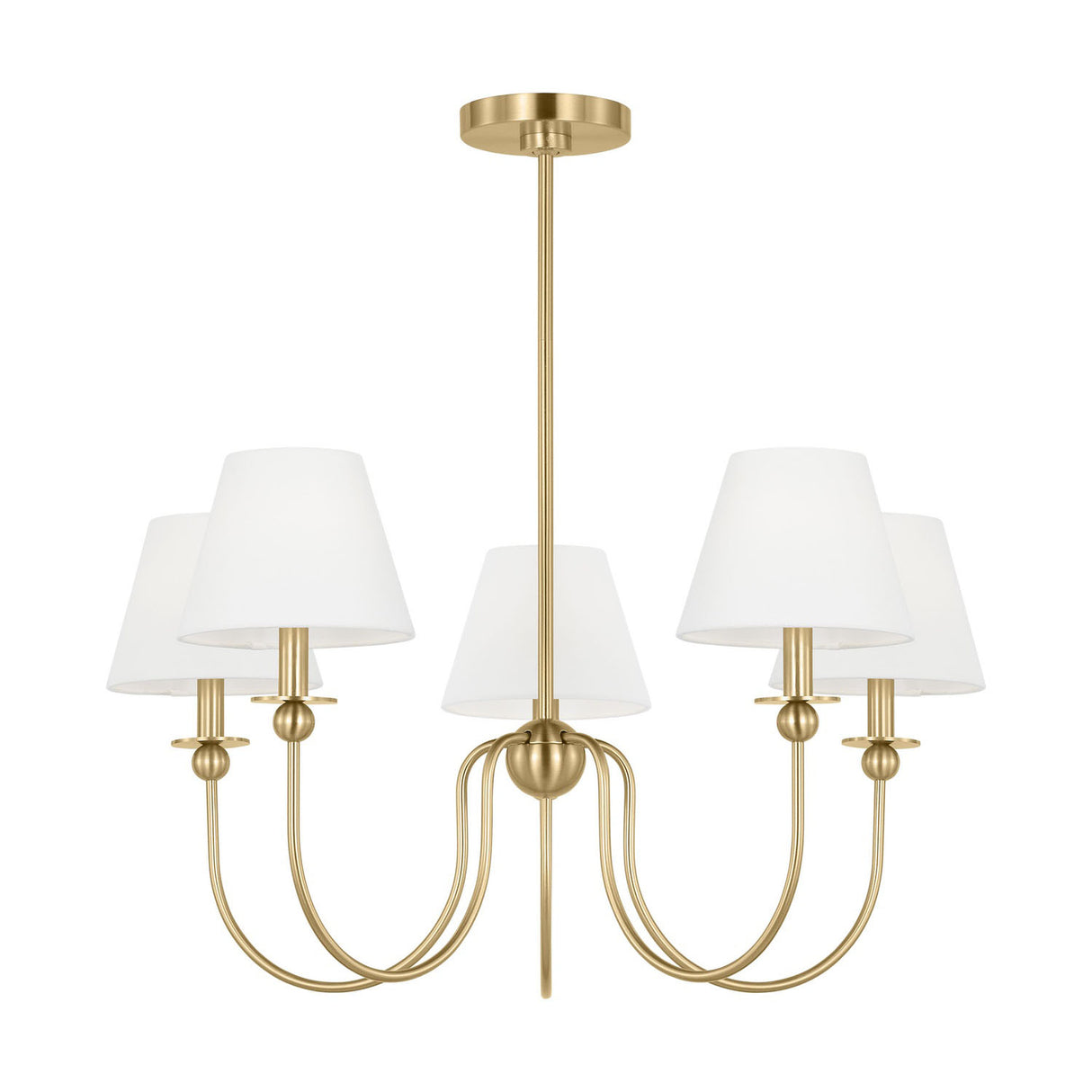 Anise 5 Light Chandelier 30", Satin Brass