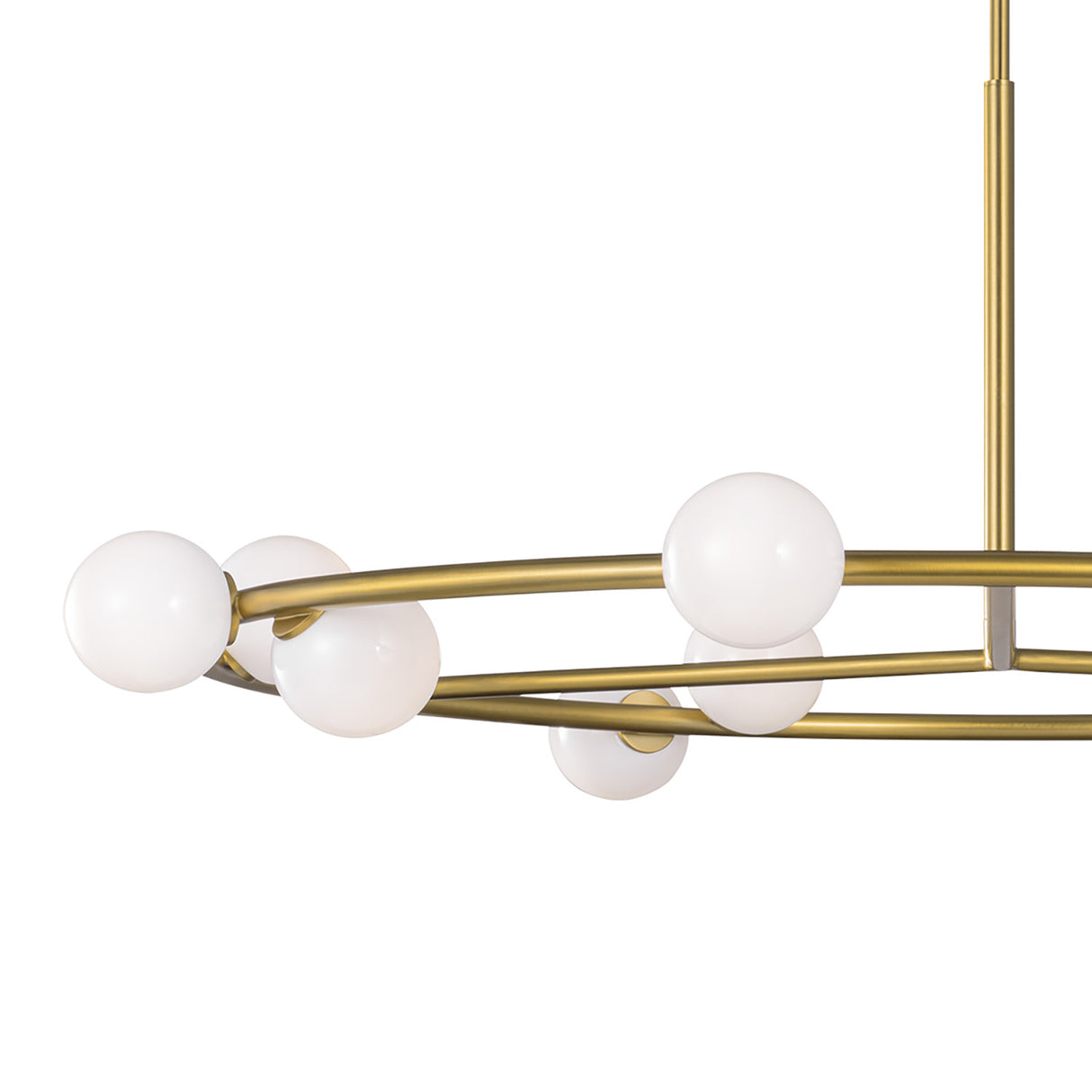 Veya 12 Light Chandelier 44", Modern Brass and Milk Glass
