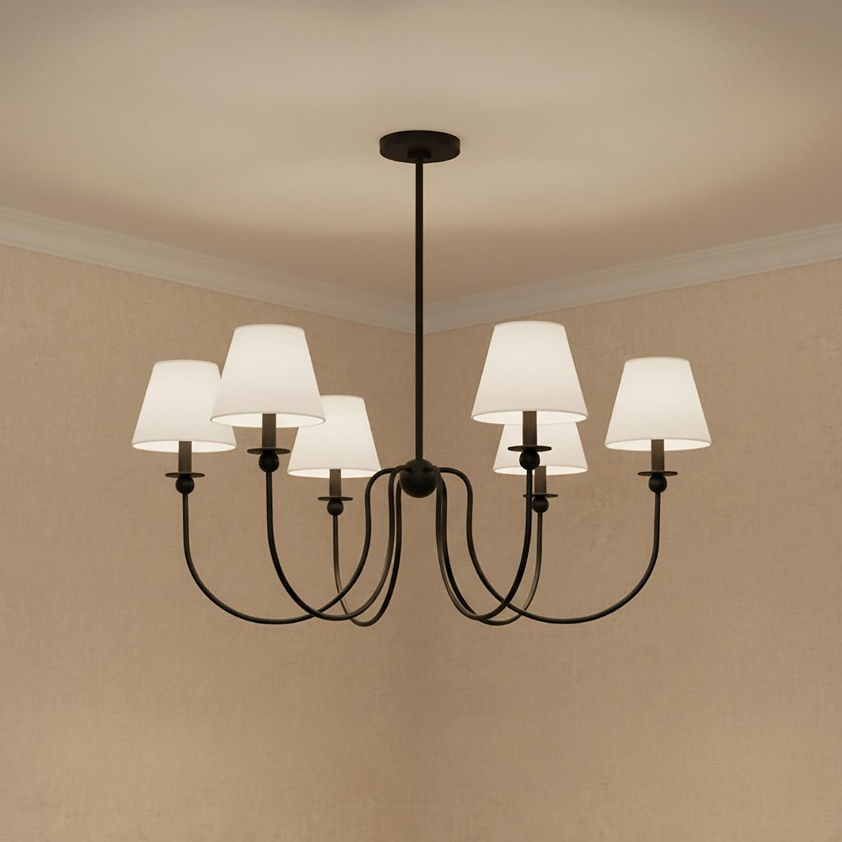 Anise 6 Light Chandelier 36", Matte Black
