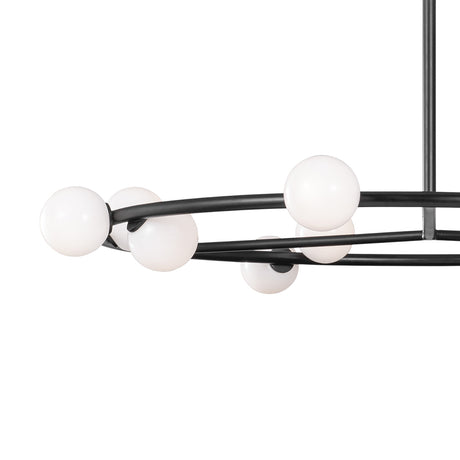 Veya 12 Light Chandelier 44", Aged Iron and Milk Glass