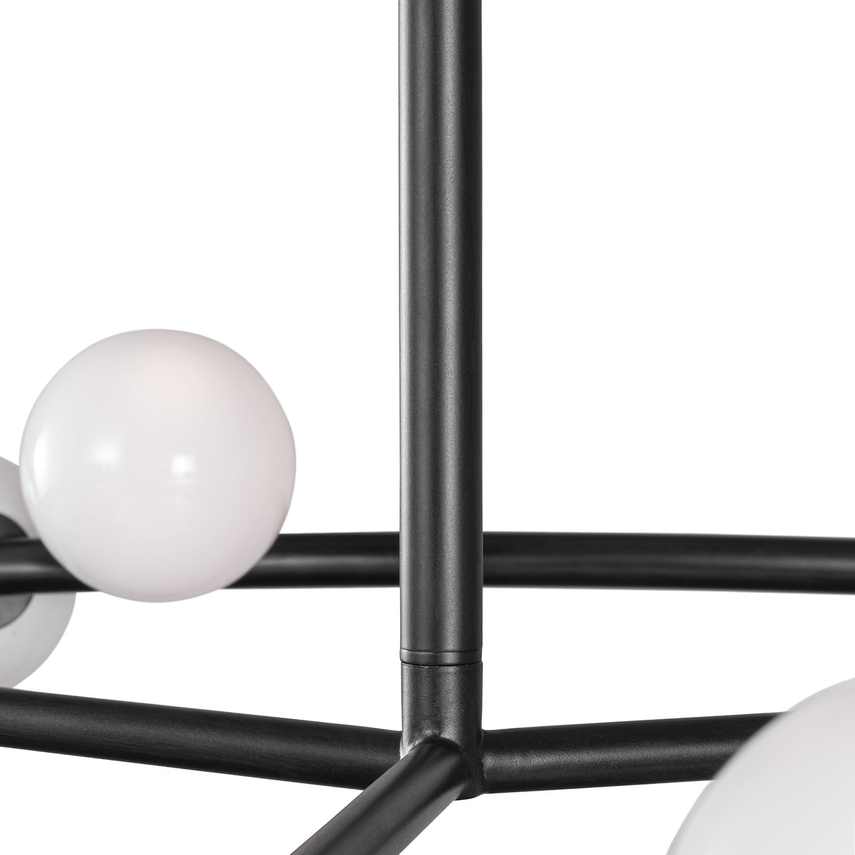 Veya 12 Light Chandelier 44", Aged Iron and Milk Glass