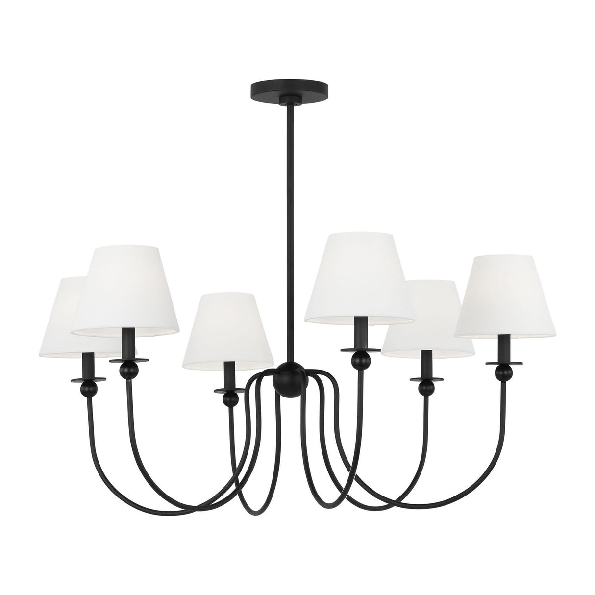 Anise 6 Light Chandelier 36", Matte Black