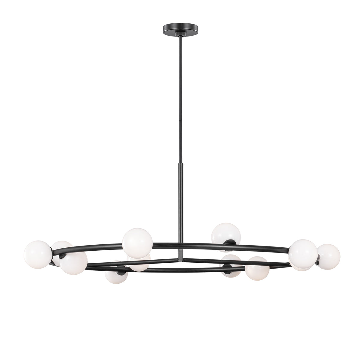 Veya 12 Light Chandelier 44", Aged Iron and Milk Glass