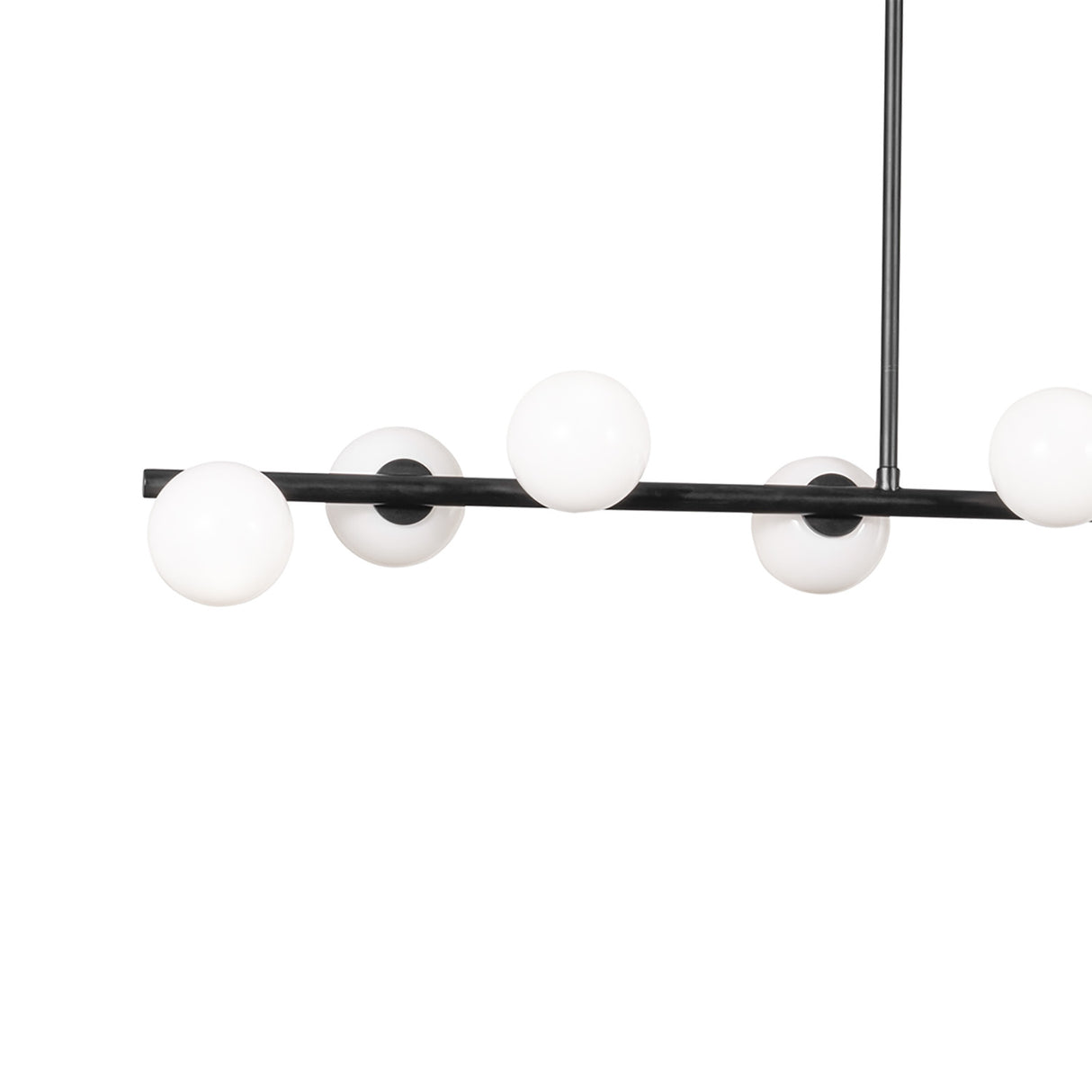 Veya 9 Light Linear Chandelier 49", Aged Iron and Milk Glass