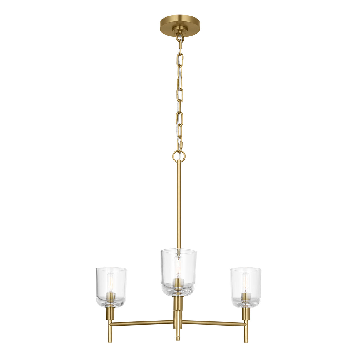 Emrys 3 Light Chandelier 24", Modern Brass