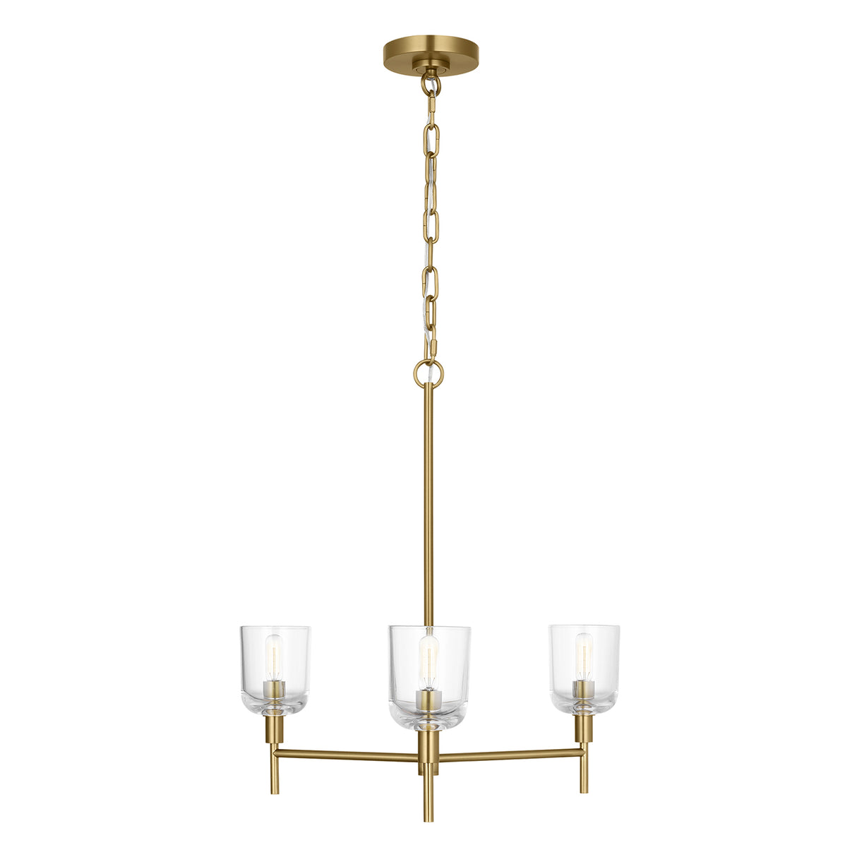 Emrys 3 Light Chandelier 24", Modern Brass