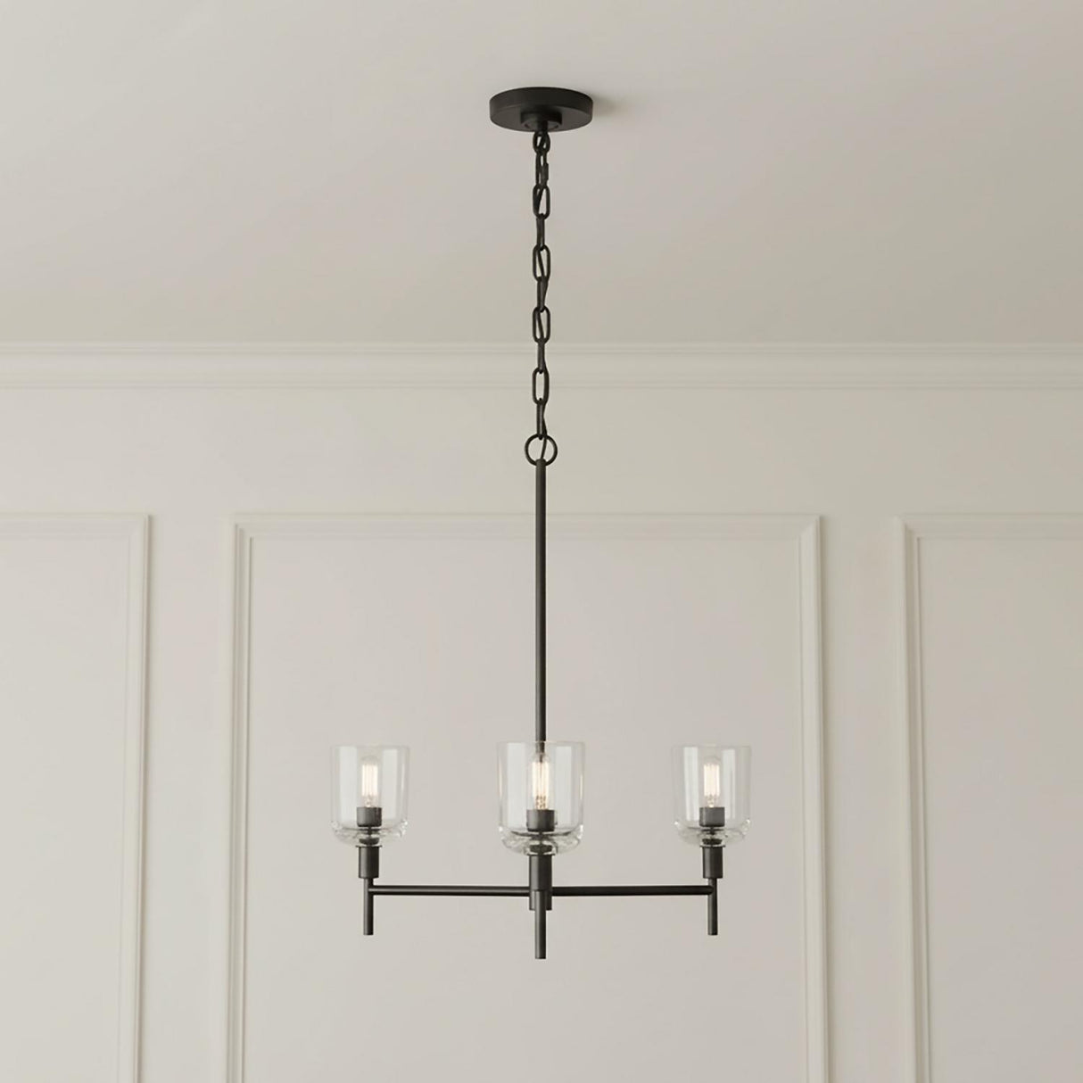 Emrys 3 Light Chandelier 24" for Transitional home with White Walls