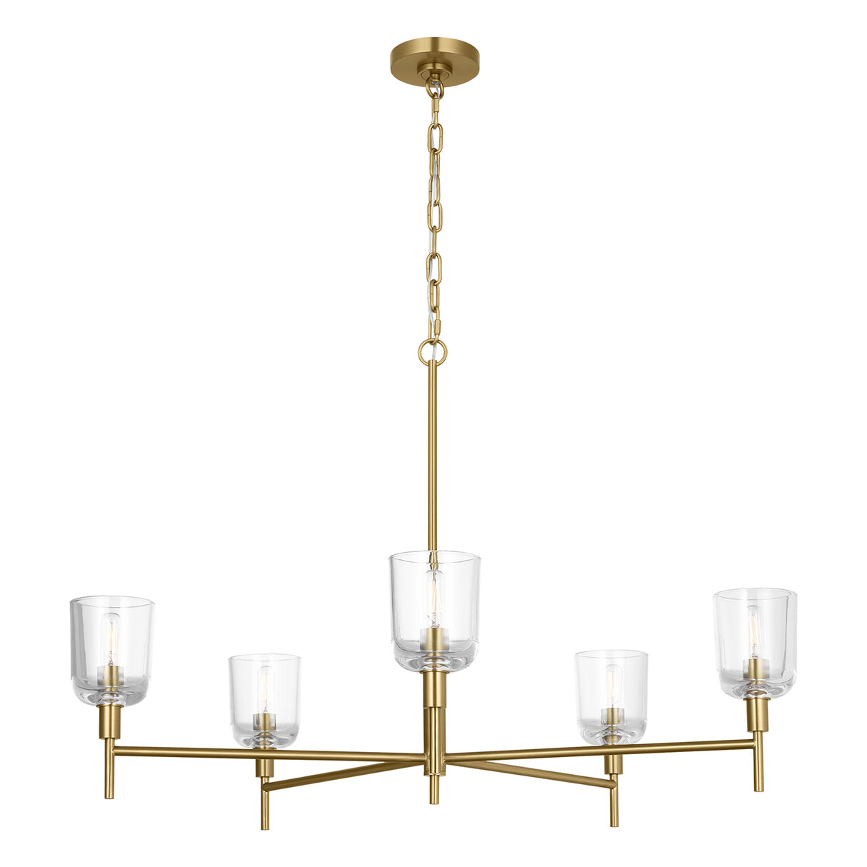 Emrys 5 Light Chandelier 36", Modern Brass