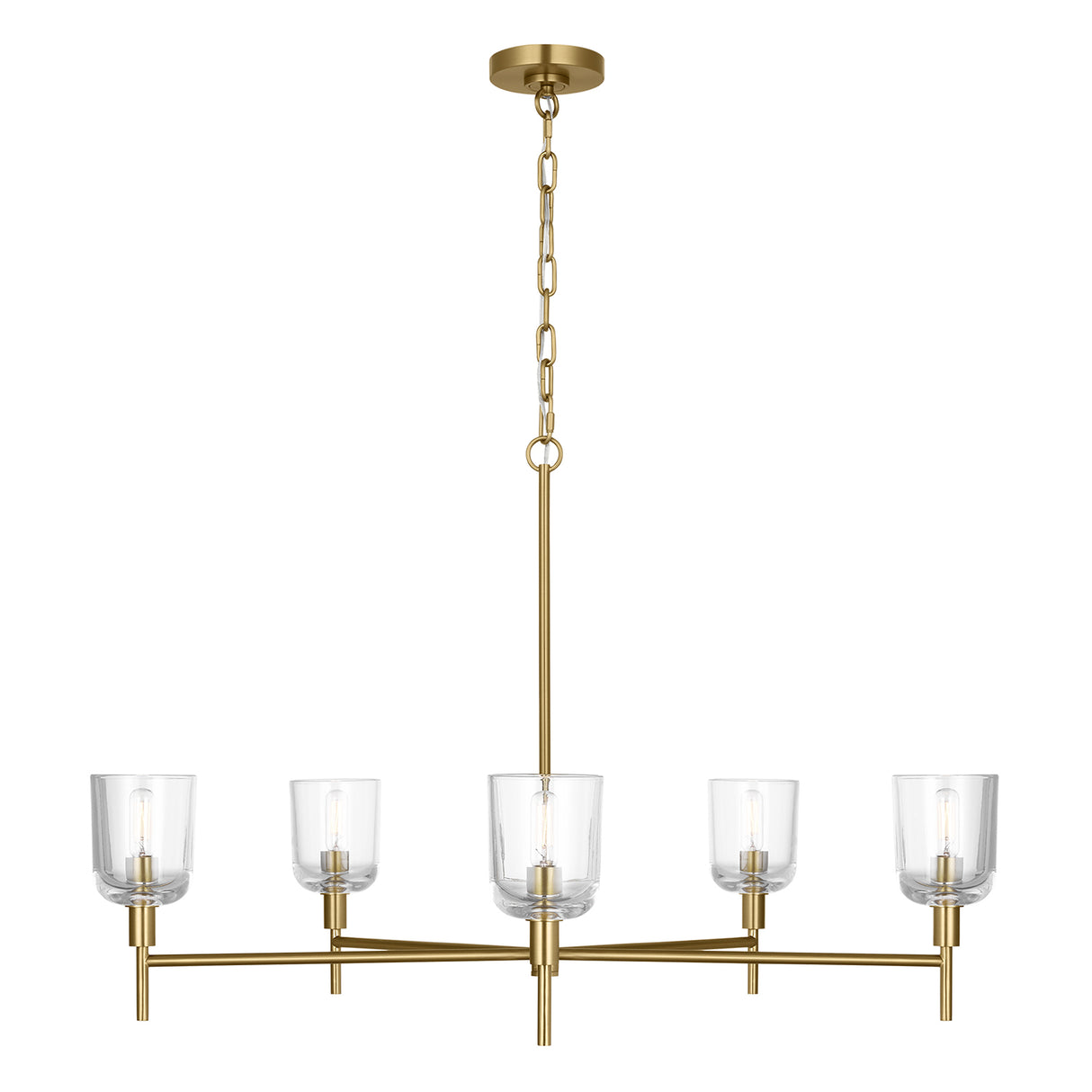 Emrys 5 Light Chandelier 36", Modern Brass