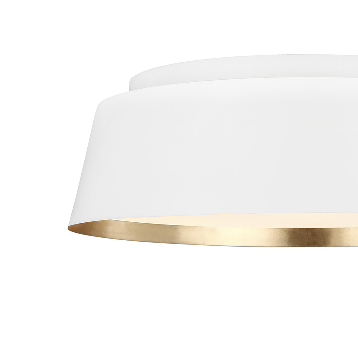 Langston Flush Mount 14", Matte White with Brushed Brass