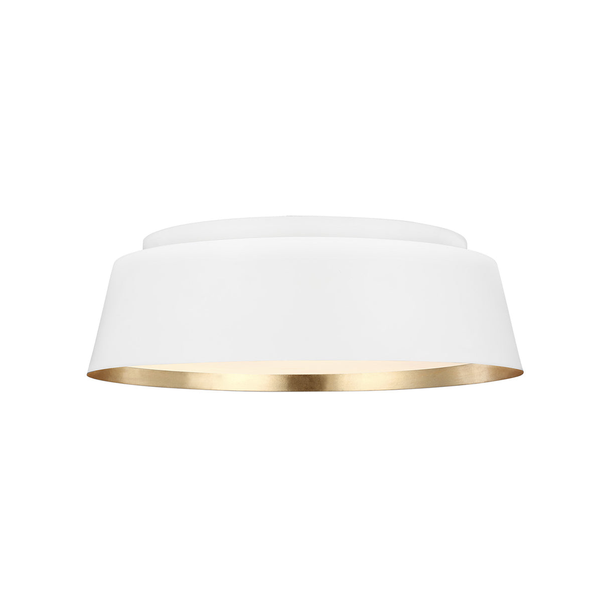 Langston Flush Mount 14", Matte White with Brushed Brass