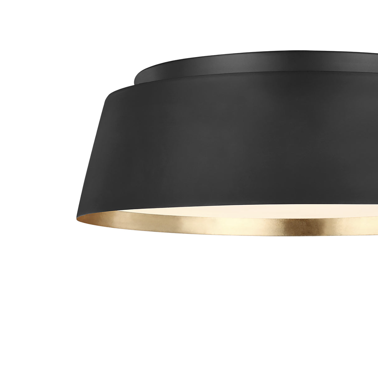 Langston Medium Flush Mount 14", Matte Black with Brushed Brass