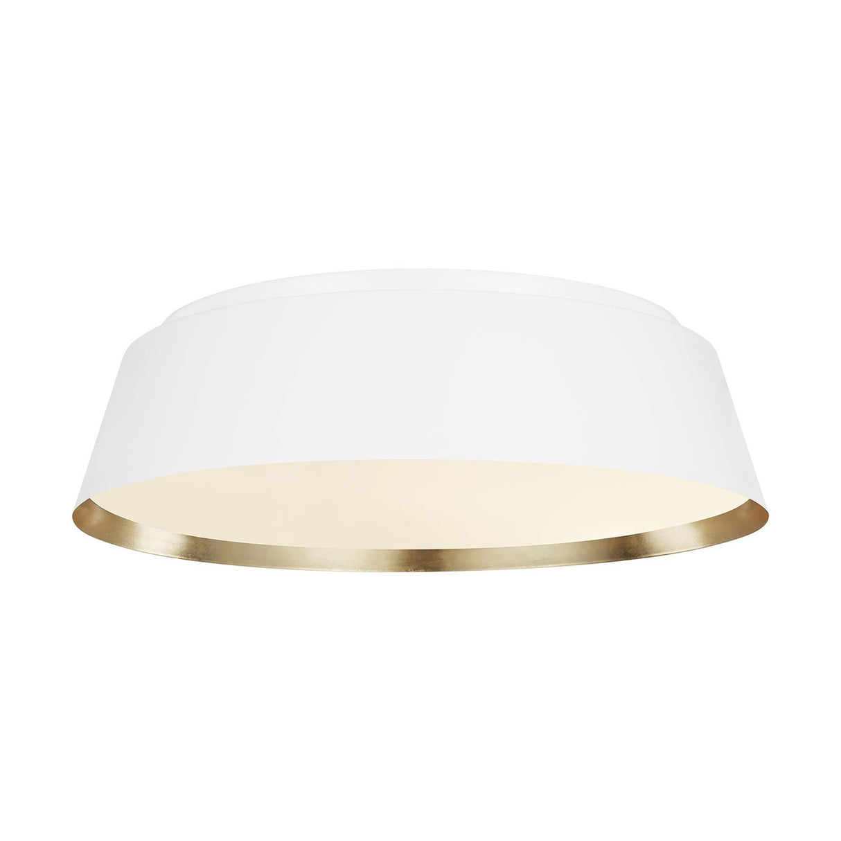 Langston Flush Mount 19", Matte White with Brushed Brass
