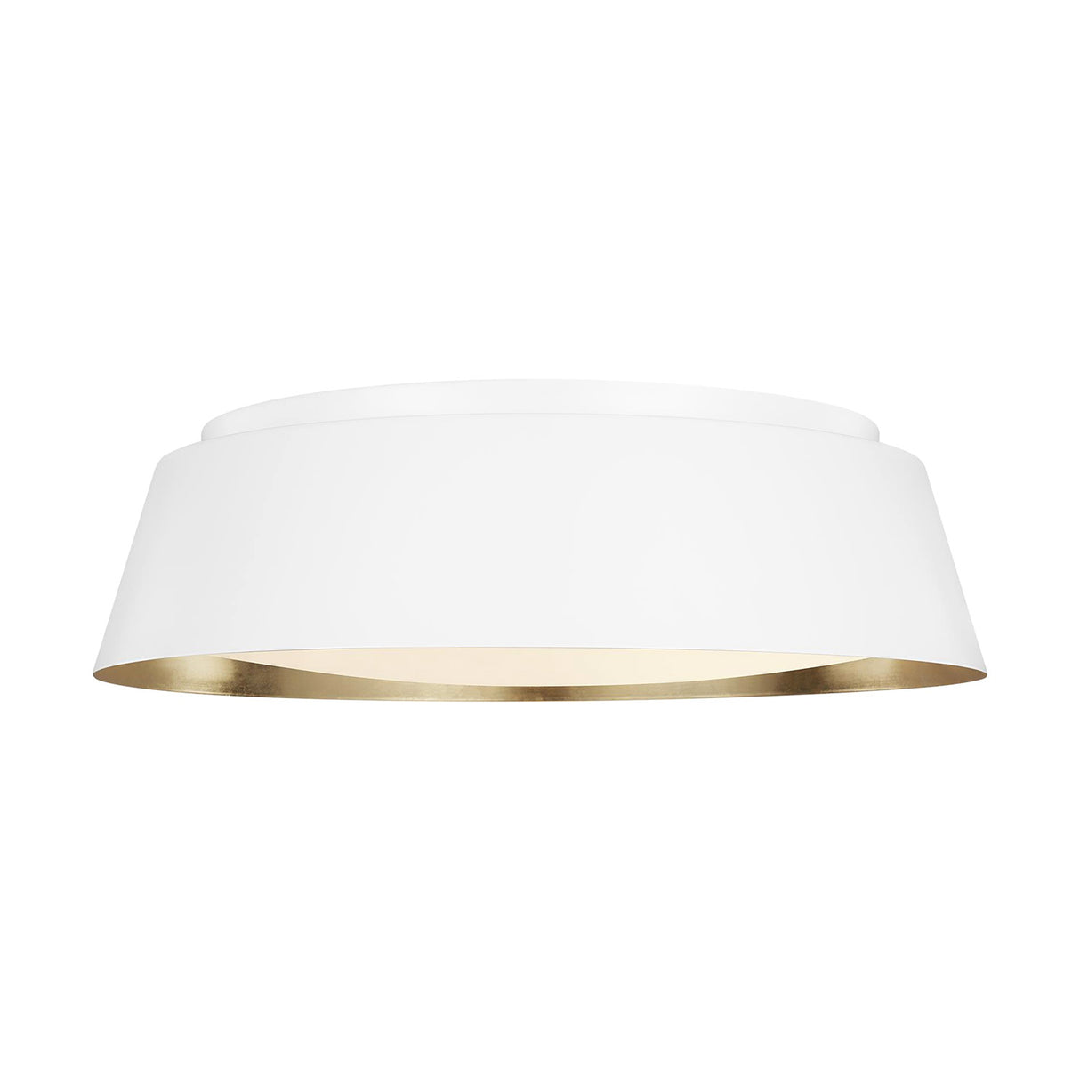 Langston Flush Mount 19", Matte White with Brushed Brass