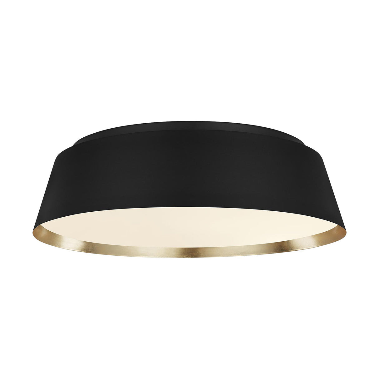 Langston Flush Mount 19", Matte Black with Brushed Brass