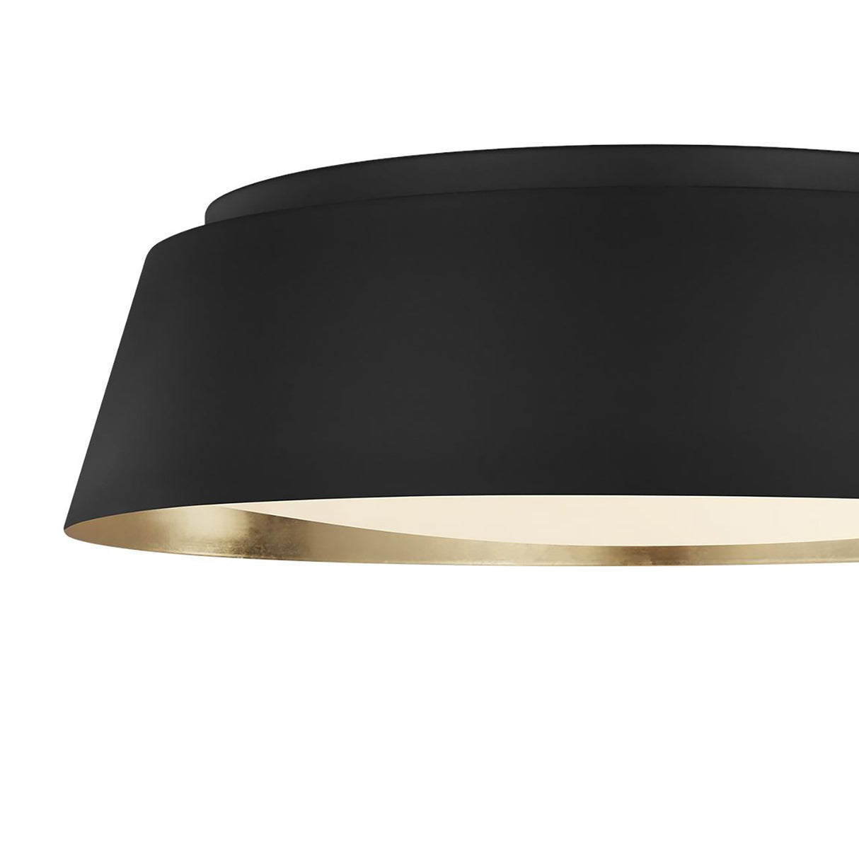 Langston Large Flush Mount 19", Matte Black with Brushed Brass
