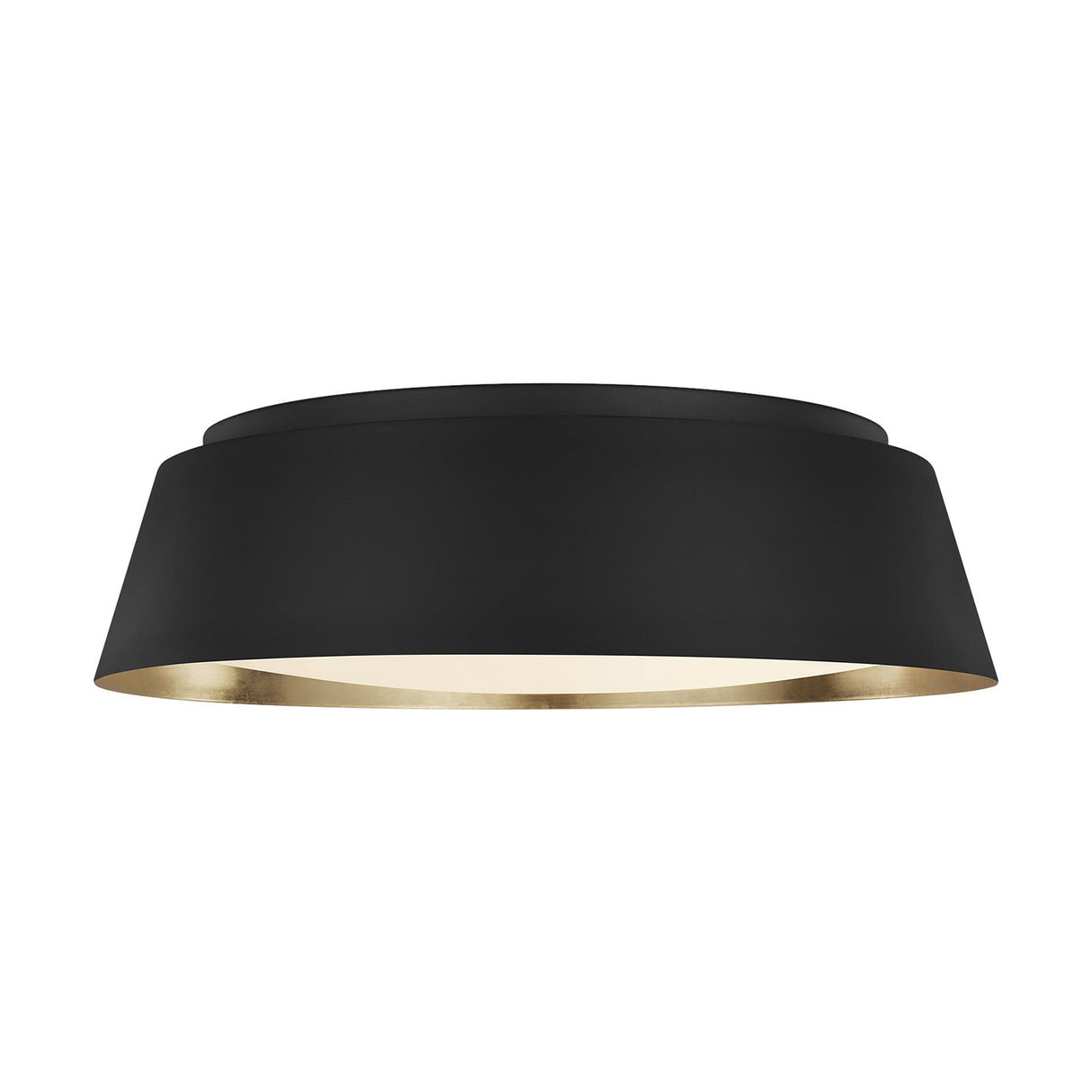 Langston Large Flush Mount 19", Matte Black with Brushed Brass