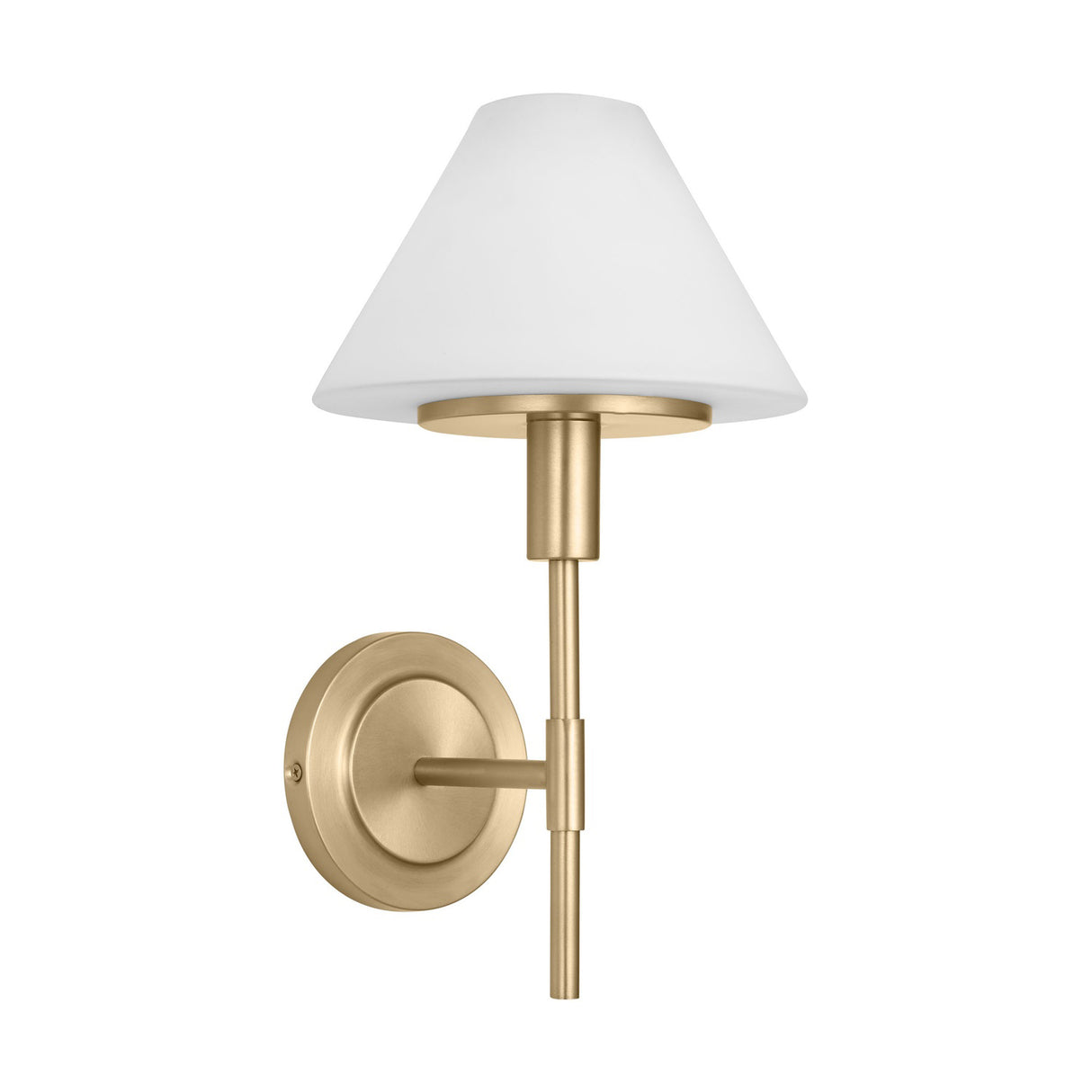 Dean Wall Sconce 14", Satin Brass and Opal Glass