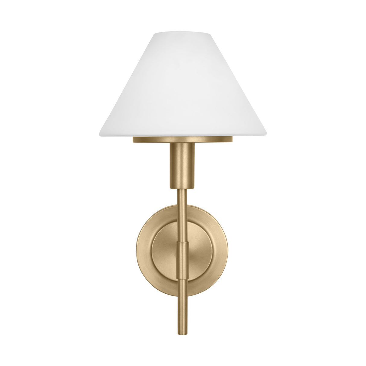 Dean Wall Sconce 14", Satin Brass and Opal Glass