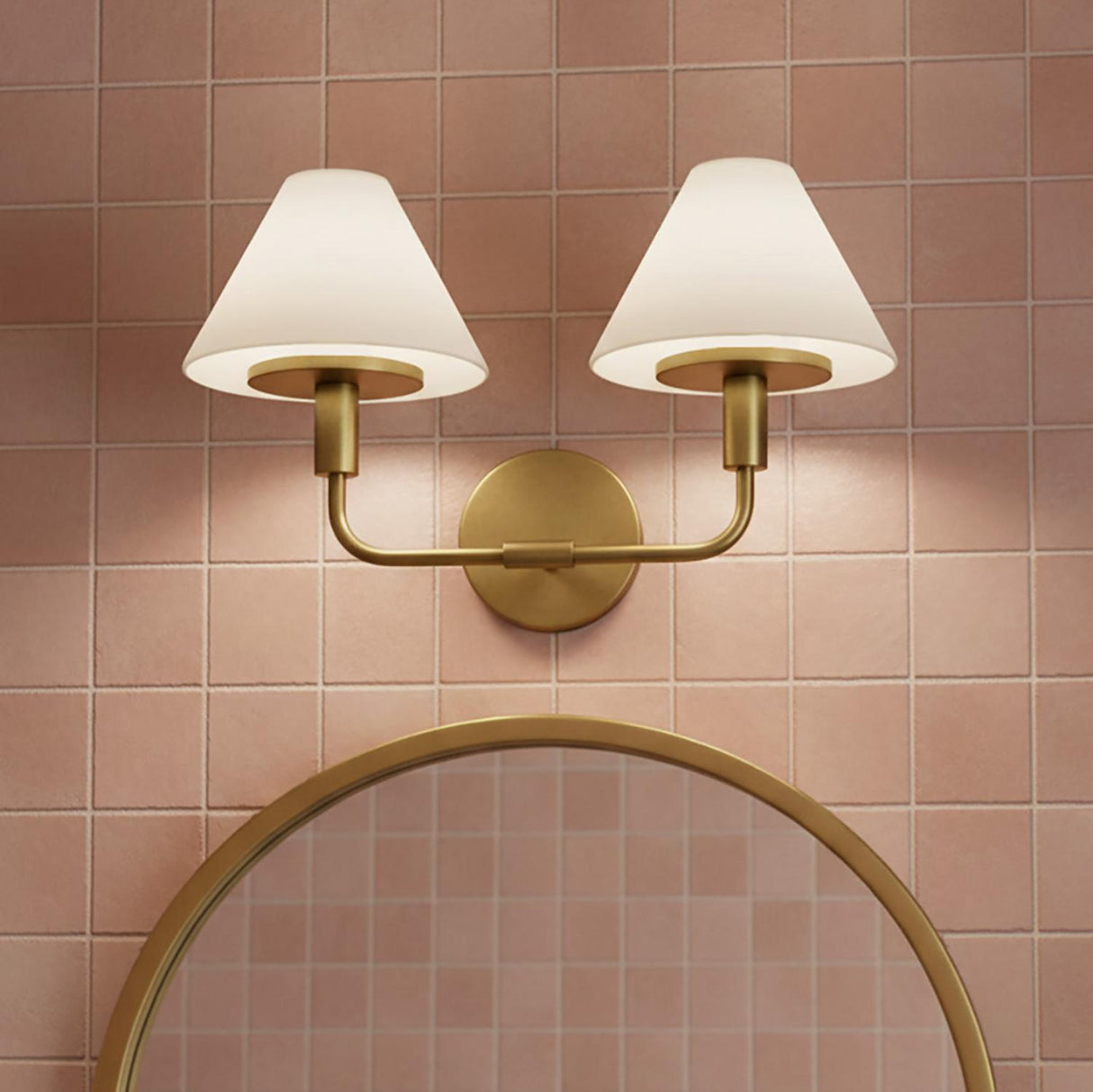 Dean 2 Light Vanity, Satin Brass and Opal Glass