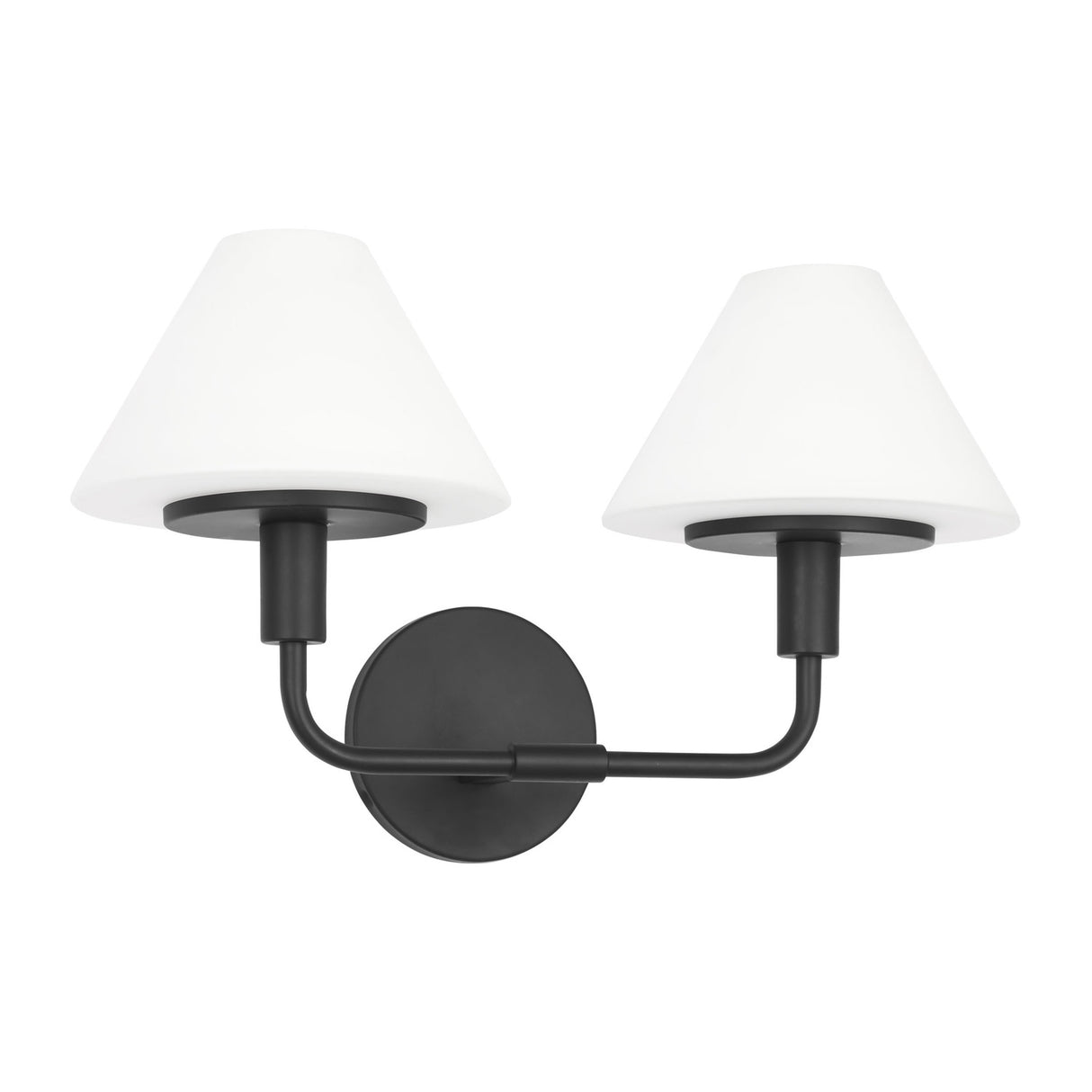 Dean 2 Light Vanity, Matte Black and Opal Glass
