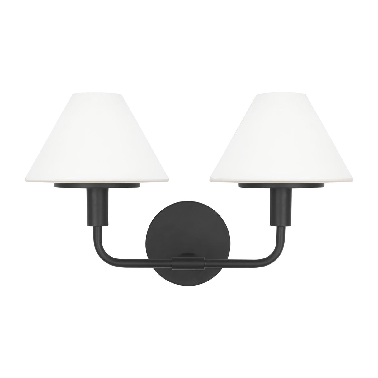 Dean 2 Light Vanity, Matte Black and Opal Glass
