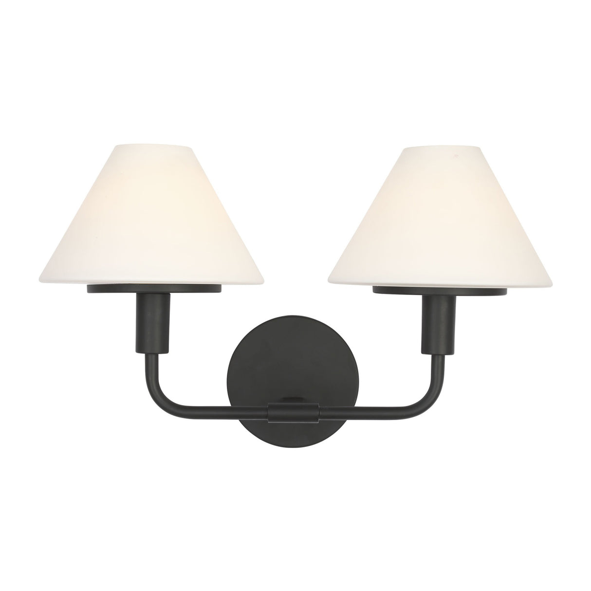 Dean 2 Light Vanity, Matte Black and Opal Glass