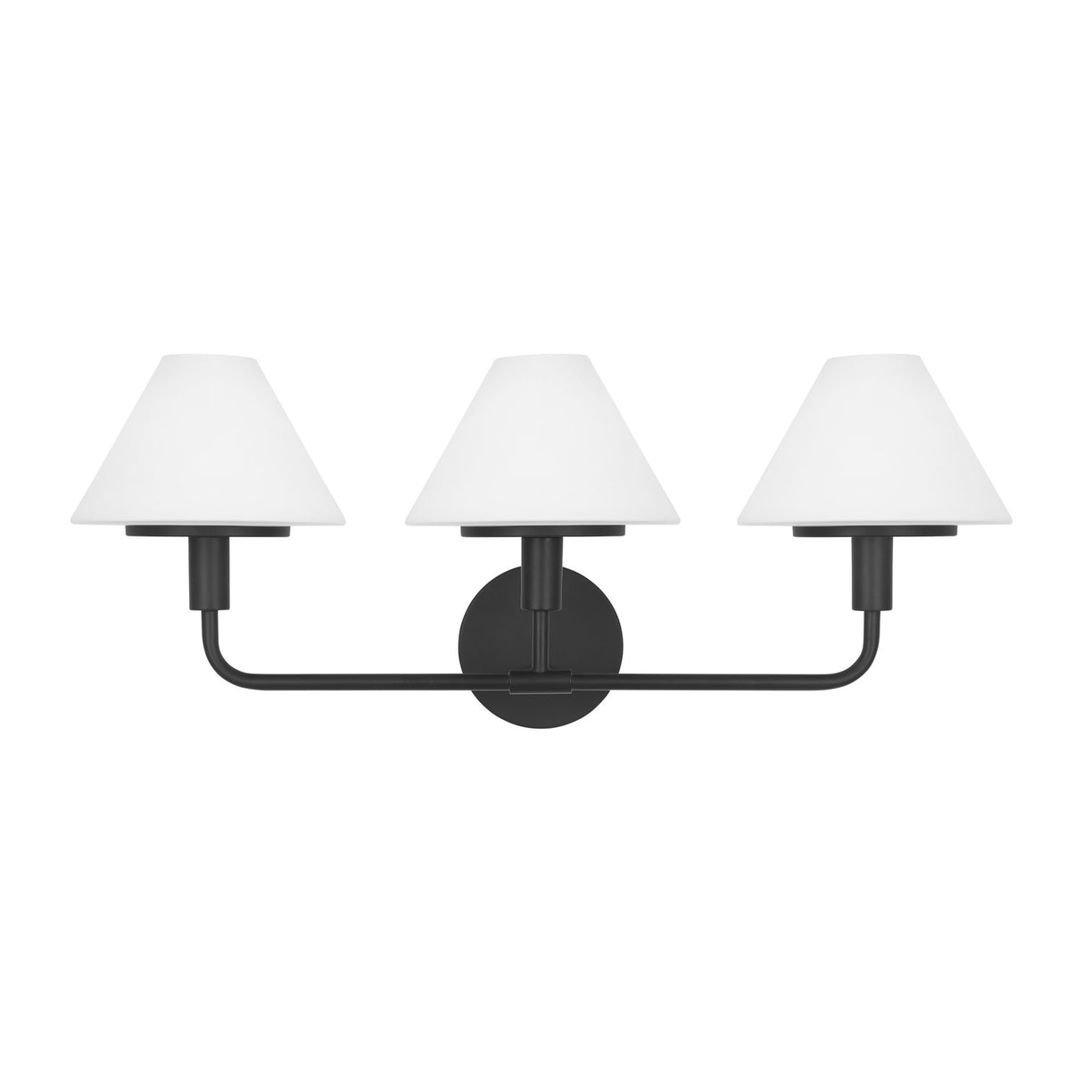 Dean 3 Light Vanity, Matte Black and Opal Glass