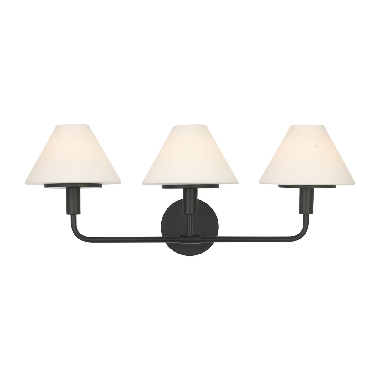 Dean 3 Light Vanity, Matte Black and Opal Glass
