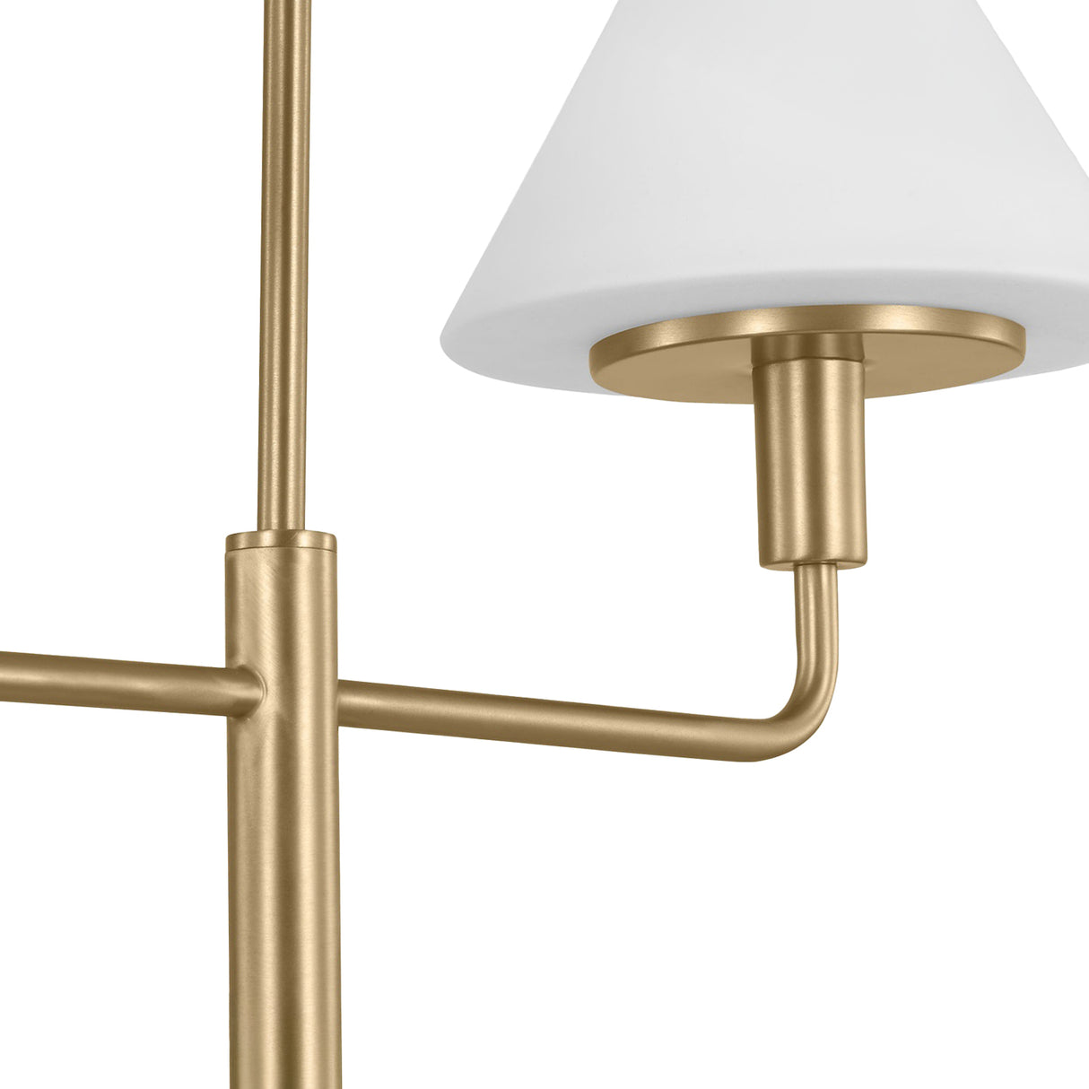 Dean 4 Light Chandelier 50", Satin Brass and Opal Glass