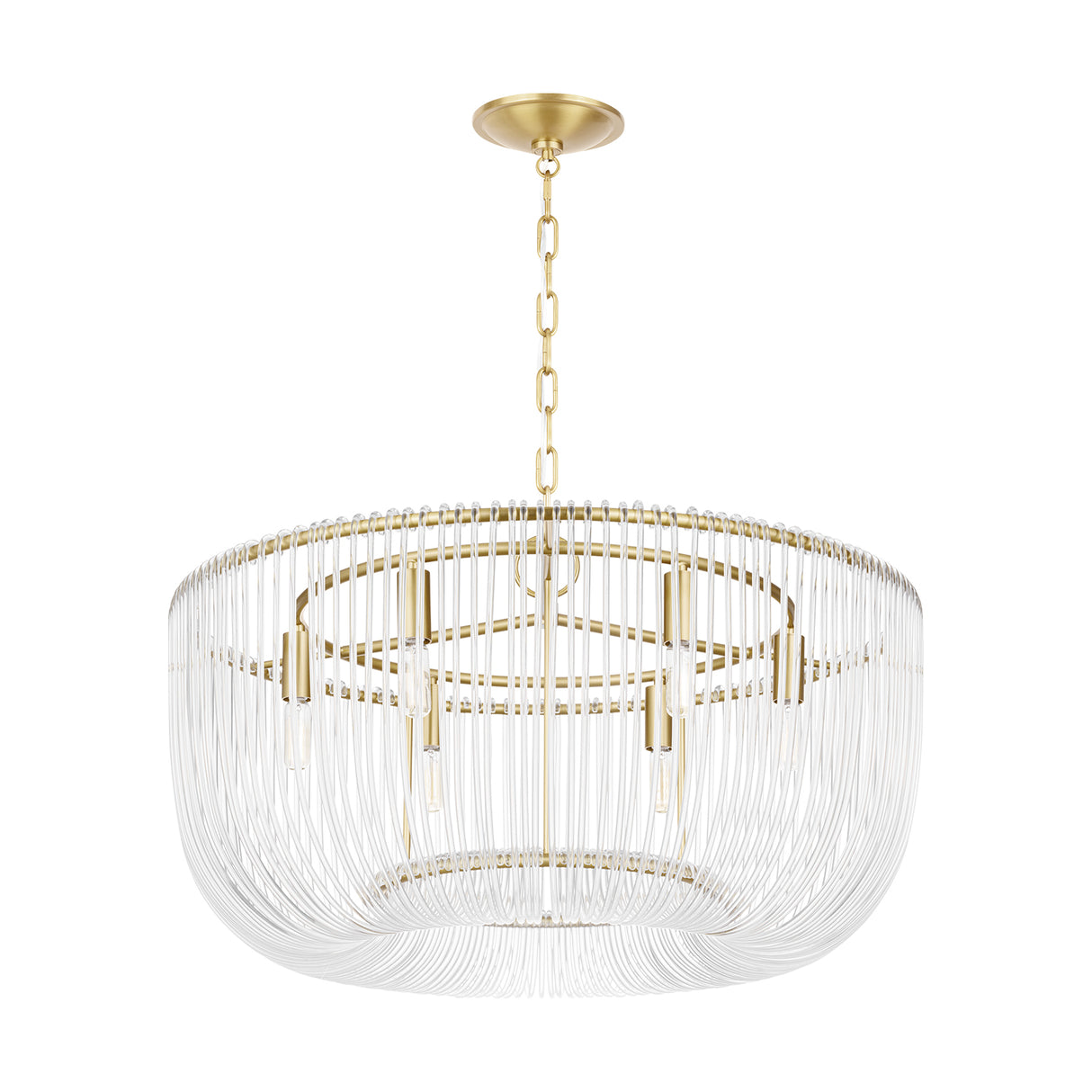 Amir Medium Chandelier 28", Modern Brass