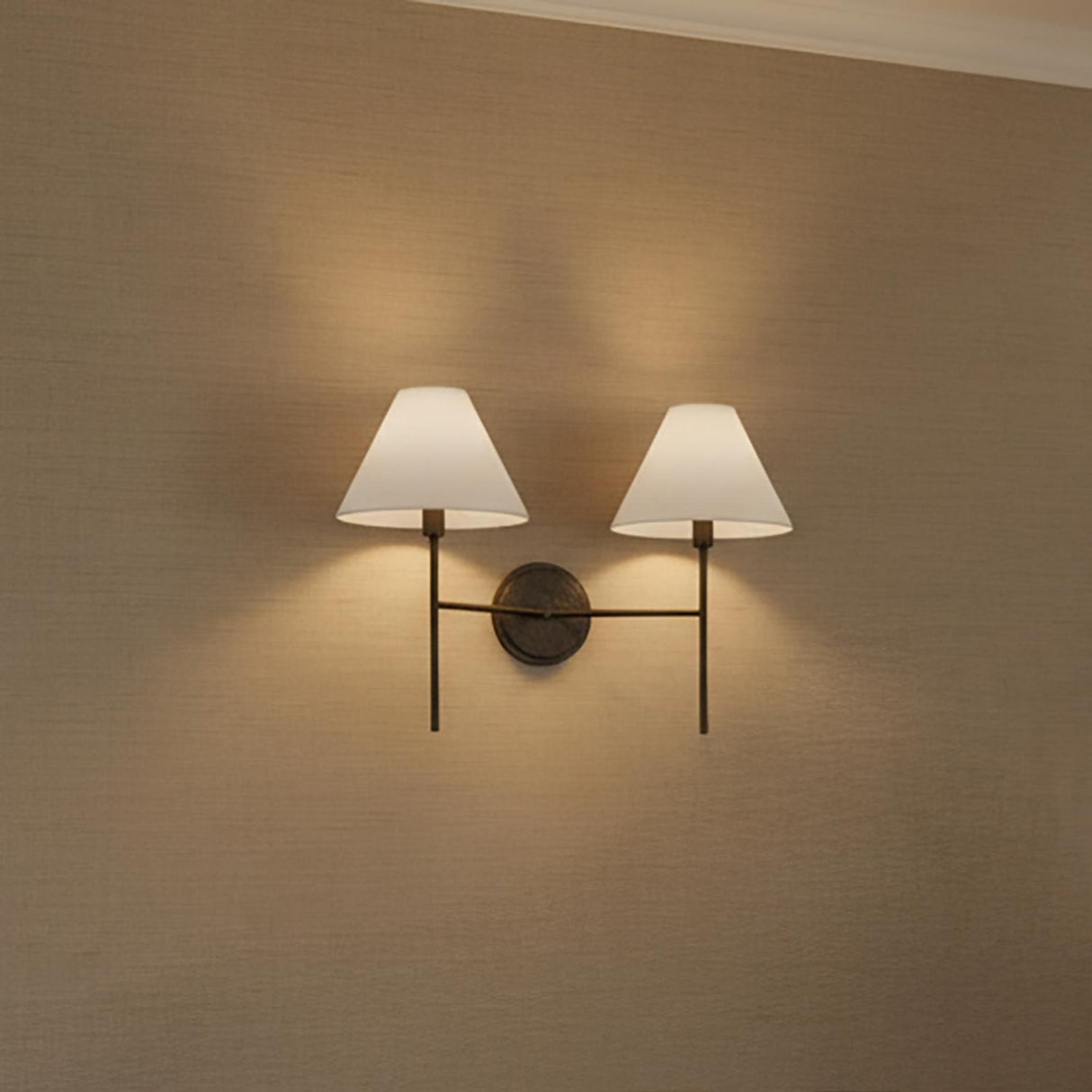 Bryson Double Wall Sconce 14", Aged Iron