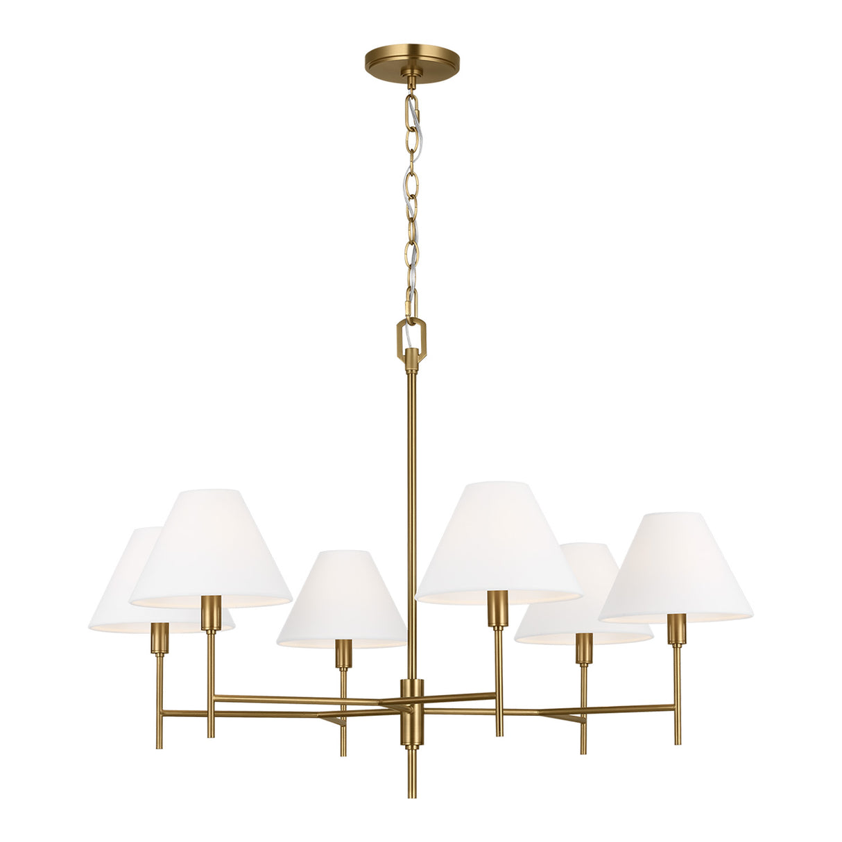 Bryson 6 Light Chandelier 36", Modern Brass