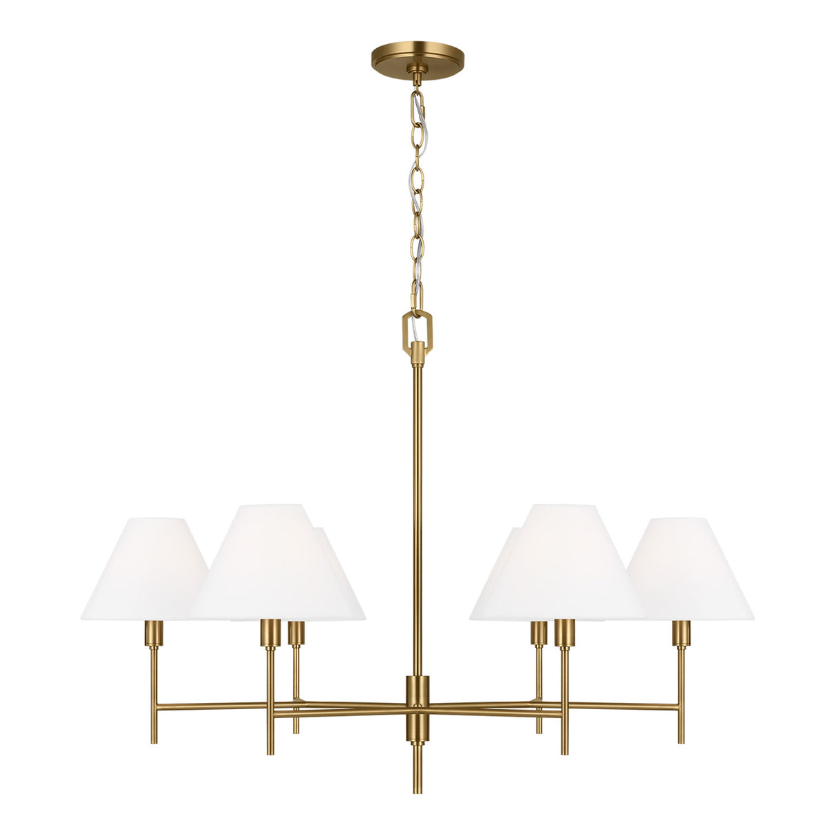 Bryson 6 Light Chandelier 36", Modern Brass