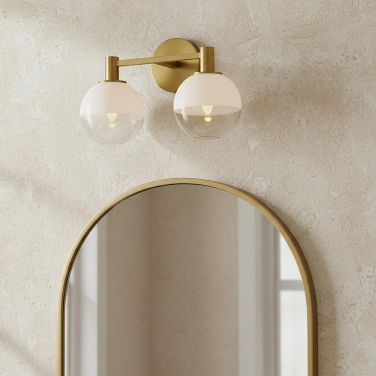 Merrick 2 Light Vanity, Modern Brass