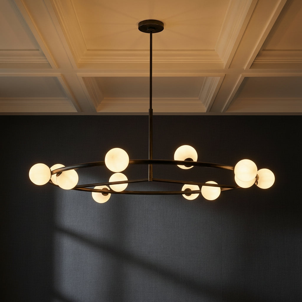 Veya 12 Light Chandelier 44" for Modern home with Dark Gray walls