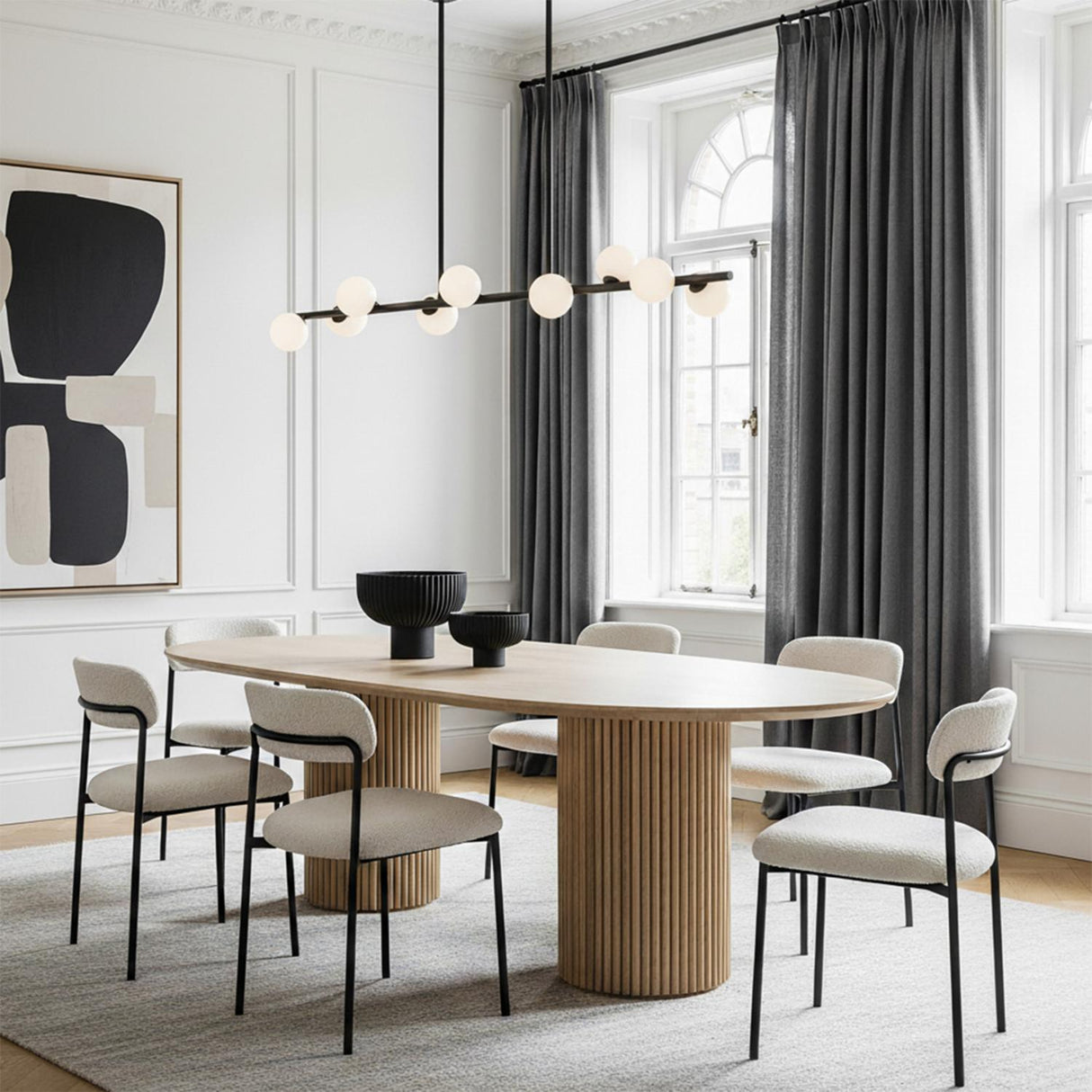 Veya 9 Light Linear Chandelier 49", Aged Iron and Milk Glass