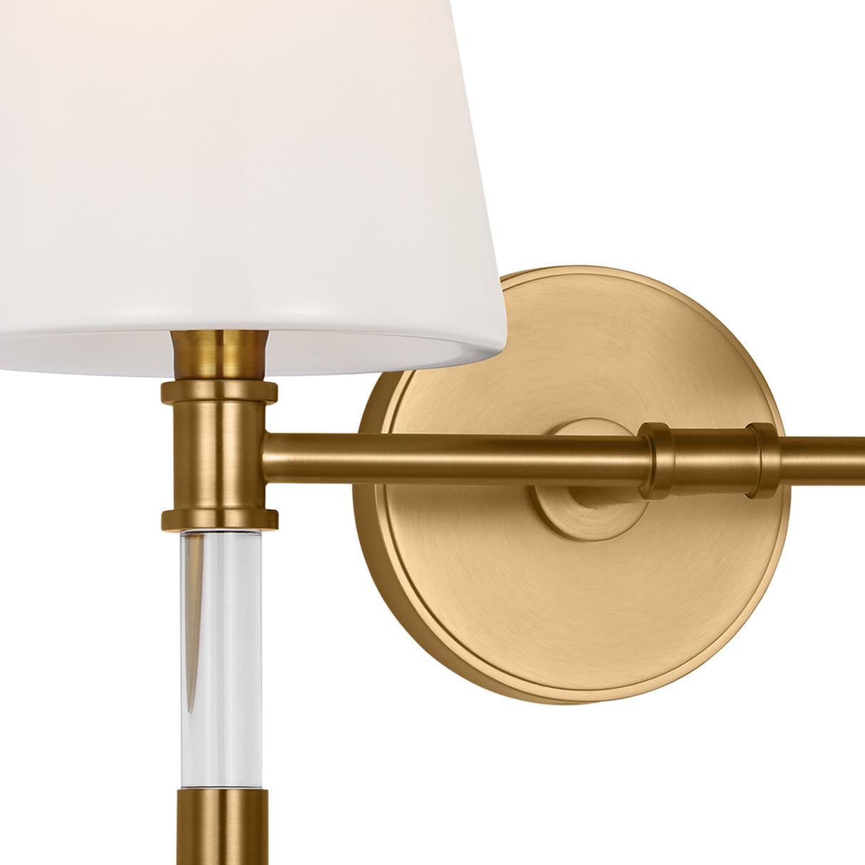 Audrey 2 Light Vanity, Modern Brass and Milk Glass