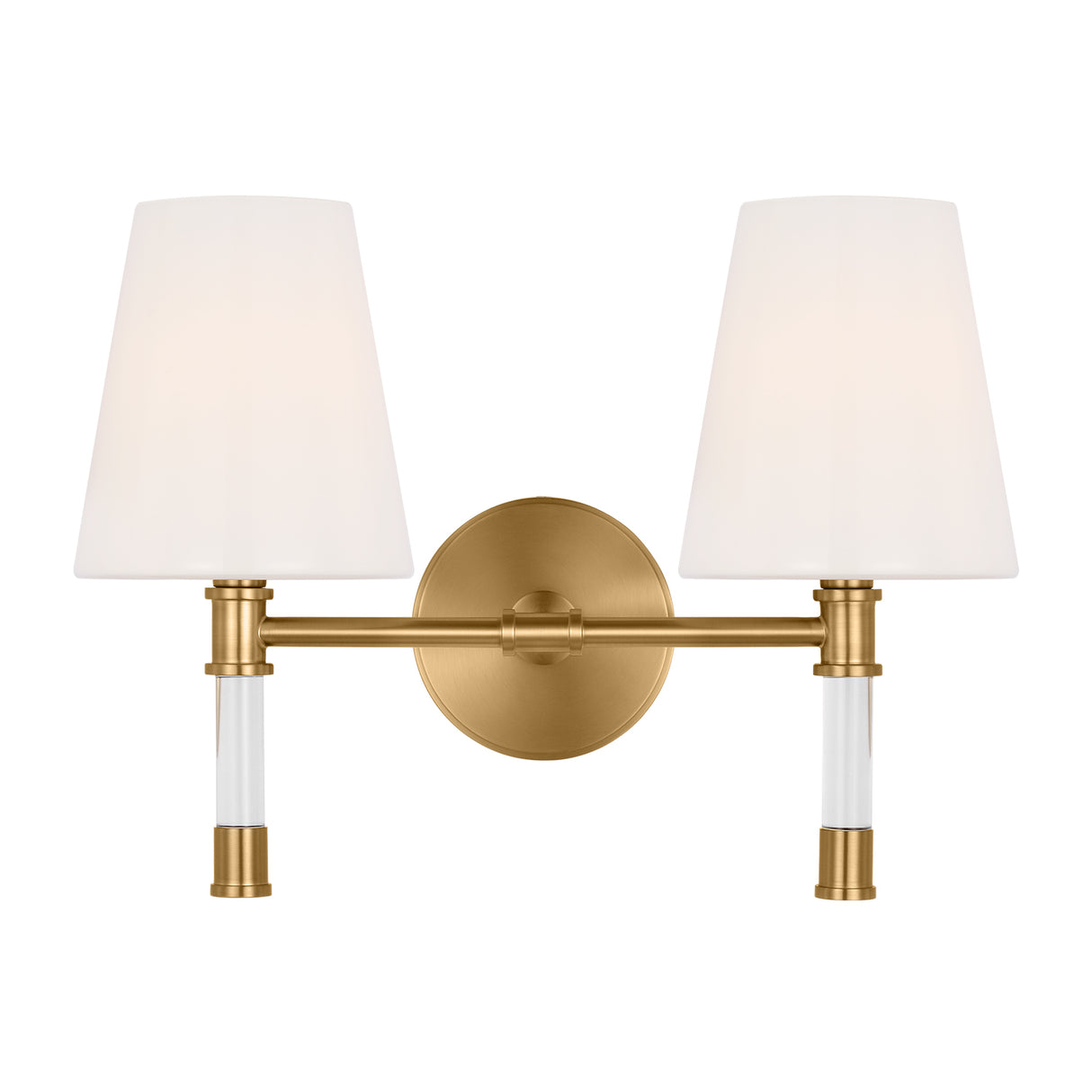 Audrey 2 Light Vanity, Modern Brass and Milk Glass