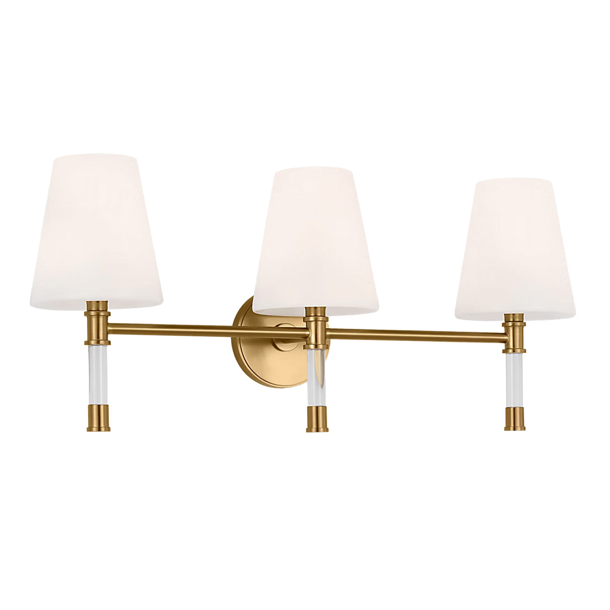Audrey 3 Light Vanity, Modern Brass and Milk Glass