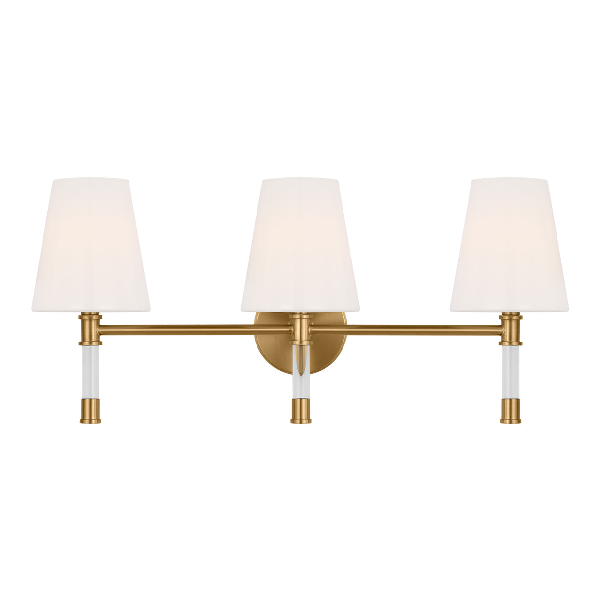 Audrey 3 Light Vanity, Modern Brass and Milk Glass