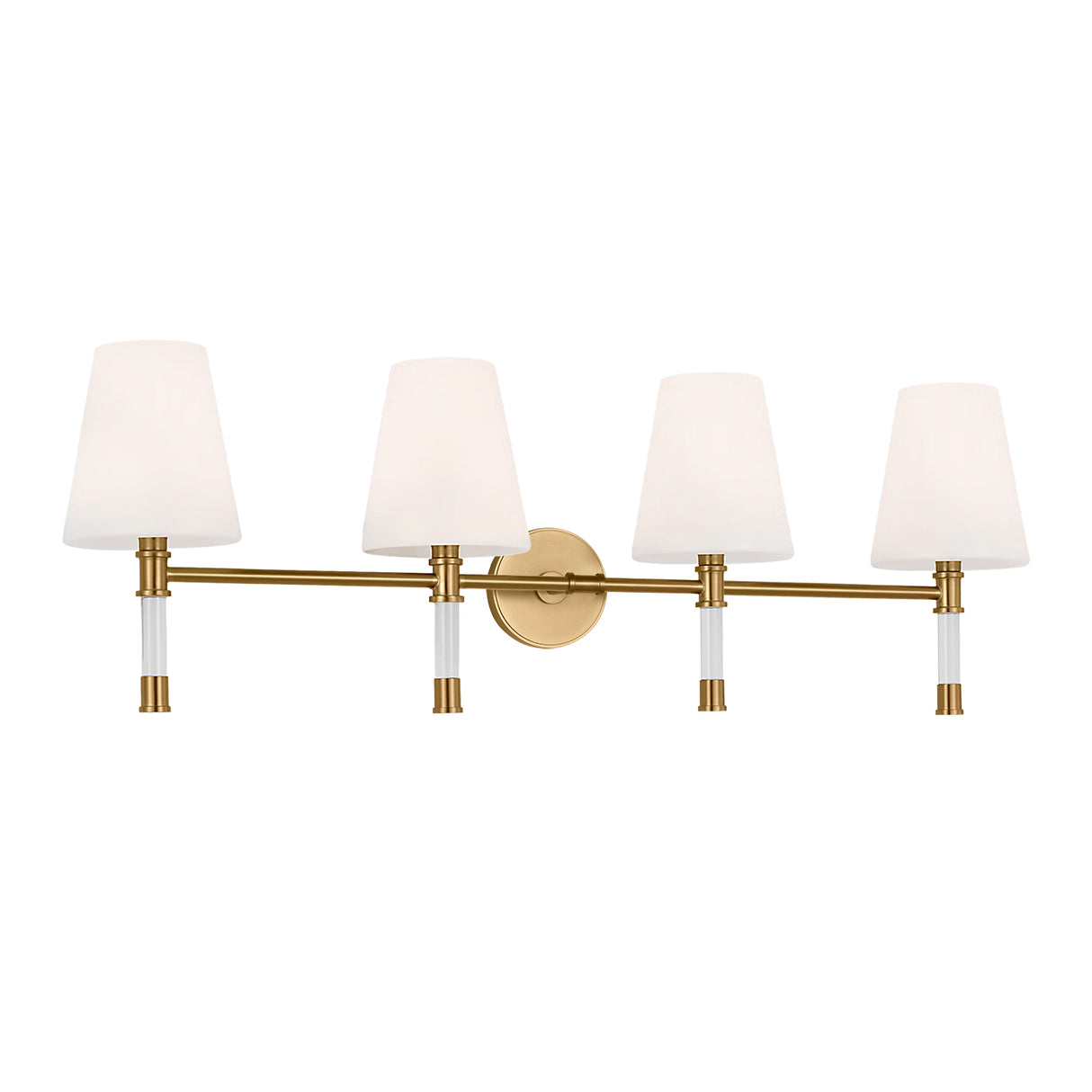 Audrey 4 Light Vanity, Modern Brass and Milk Glass