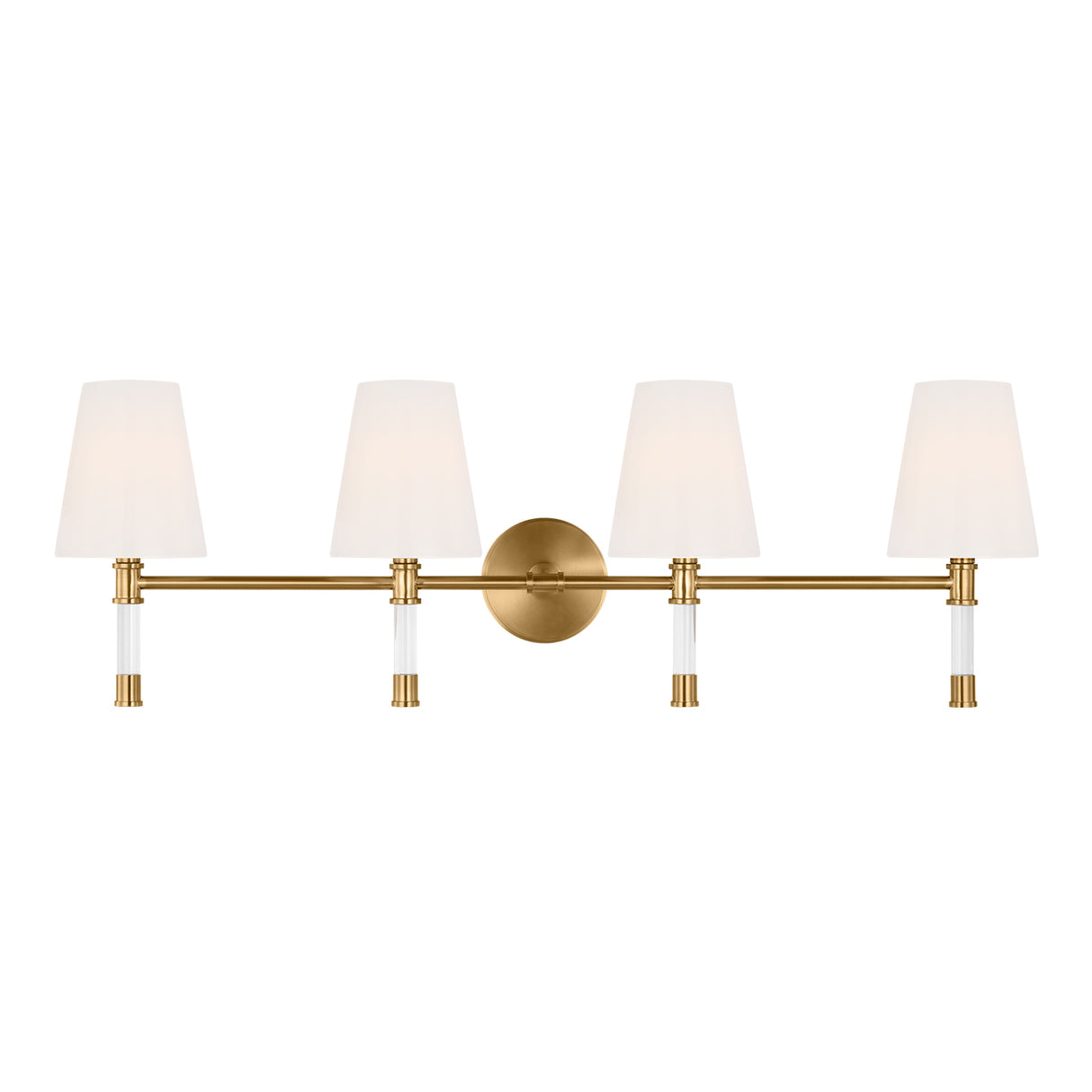 Audrey 4 Light Vanity, Modern Brass and Milk Glass