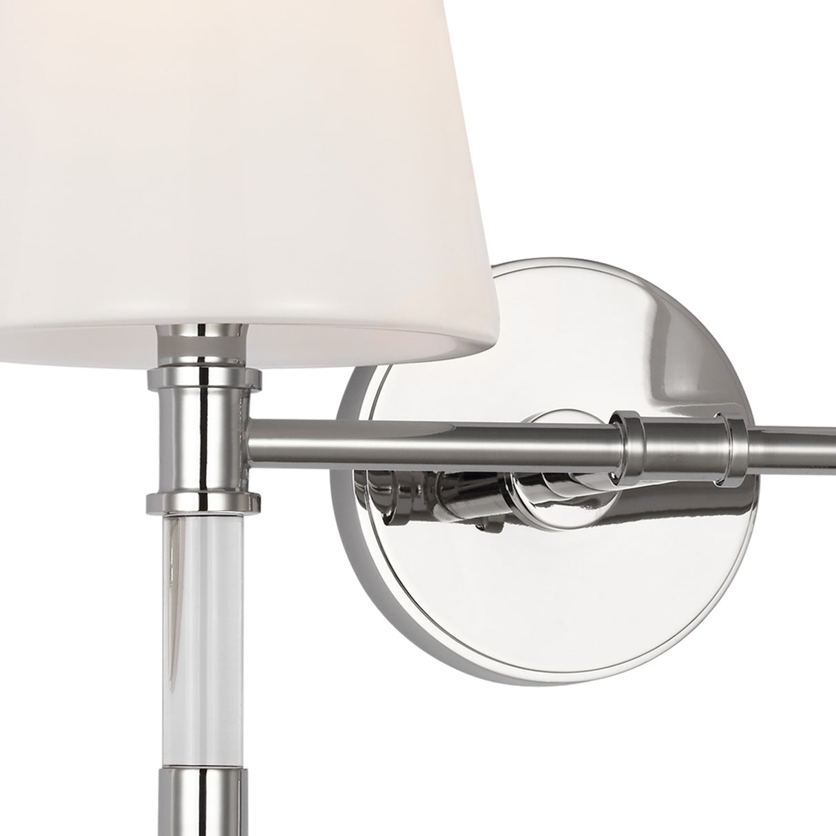 Audrey 2 Light Vanity, Polished Nickel and Milk Glass