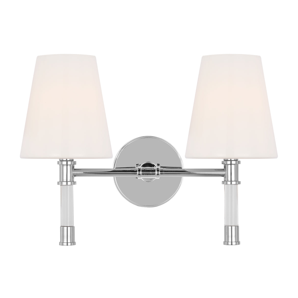 Audrey 2 Light Vanity, Polished Nickel and Milk Glass