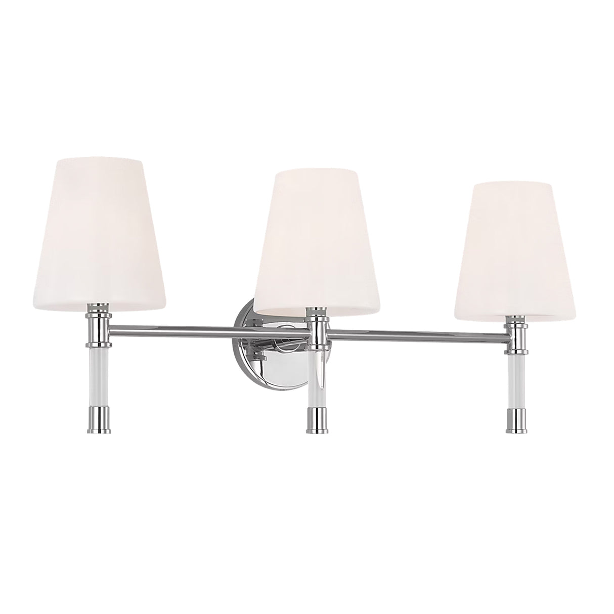 Audrey 3 Light Vanity, Polished Nickel and Milk Glass