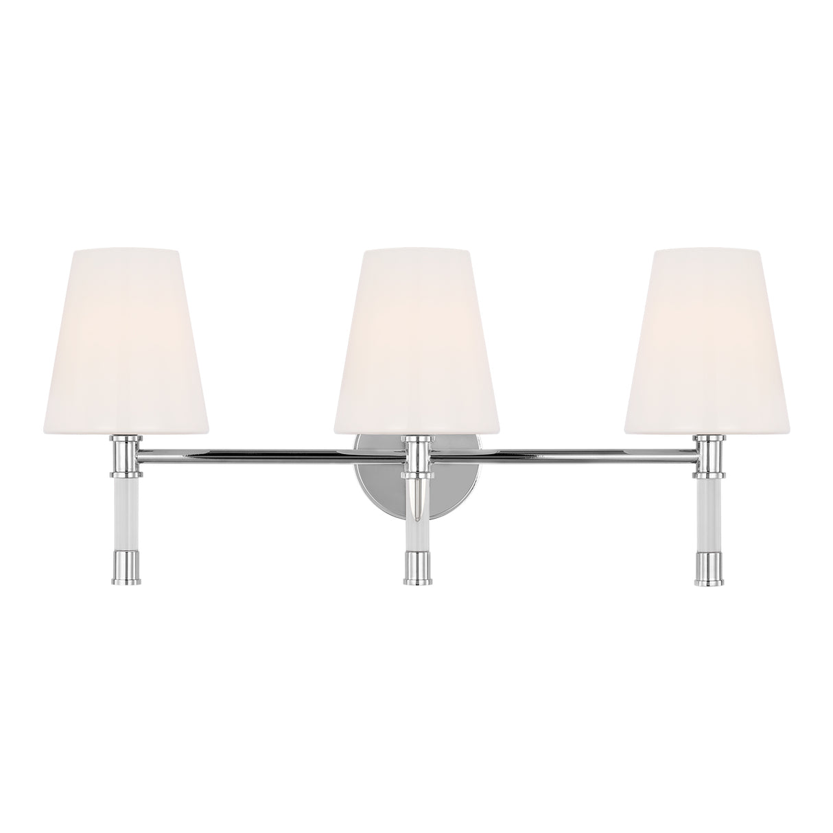 Audrey 3 Light Vanity, Polished Nickel and Milk Glass