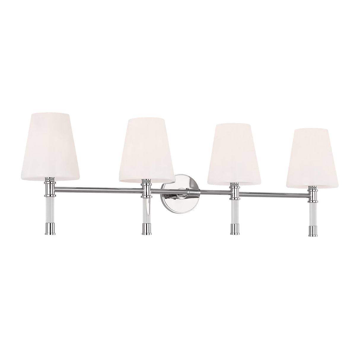 Audrey 4 Light Vanity, Polished Nickel and Milk Glass