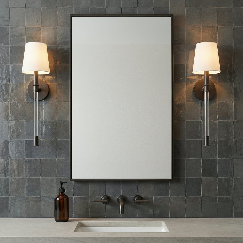 Audrey Wall Sconce 19" for Modern home with Gray Tile